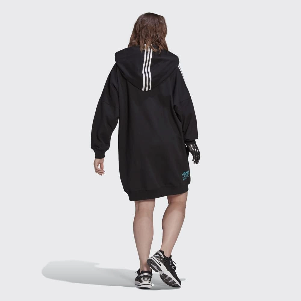 adidas Originals Womens Always Original Sweatshirt Dress with Hood, Black