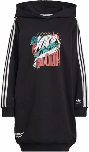 adidas Originals Womens Always Original Sweatshirt Dress with Hood, Black
