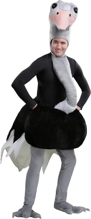 Adult Ostrich Costume, Unisex Plush Ostrich Jumpsuit, African Safari Bird Outfit