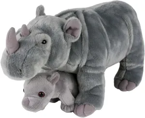 Adventure Planet Birth of Life Rhino and Baby Plush Toy 14" Long, Gray