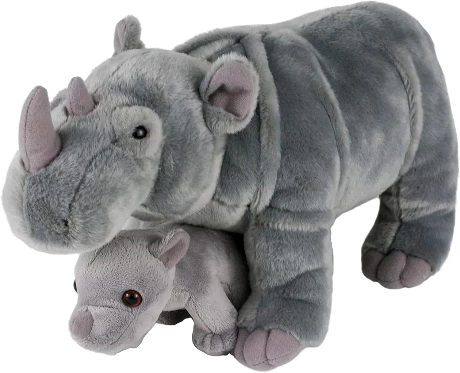 Adventure Planet Birth of Life Rhino and Baby Plush Toy 14" Long, Gray
