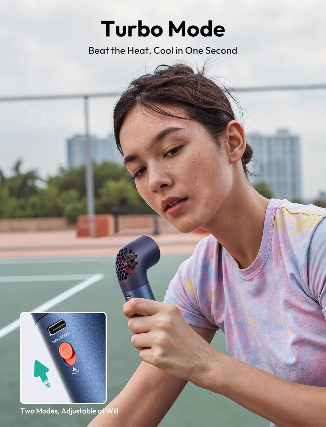 Aecooly Portable Handheld Fan, Powerful Turbo Mini Fan, 19000 RPM High Speed Aero Ultra, 15H Max Cooling Time, 7 Speeds Aluminum Case, Pocket Rechargeable Personal Small Travel GIfts for Women -Blue