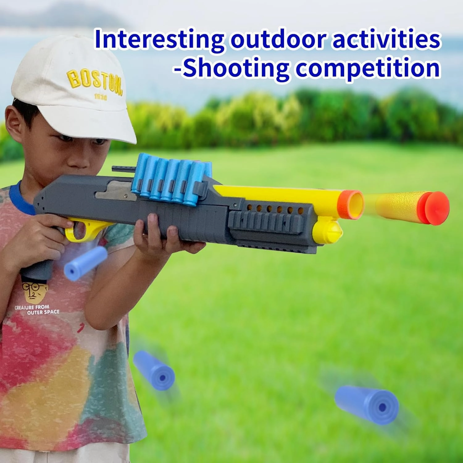 AGM MASTECH Toy Gun Models Foam Blasters Soft Bullet Shotgun, Empty Shell Ejecting Design, Perfect for Indoor and Outdoor Play. with 15 Shells 40 Soft Darts 2 Ammunition Racks.