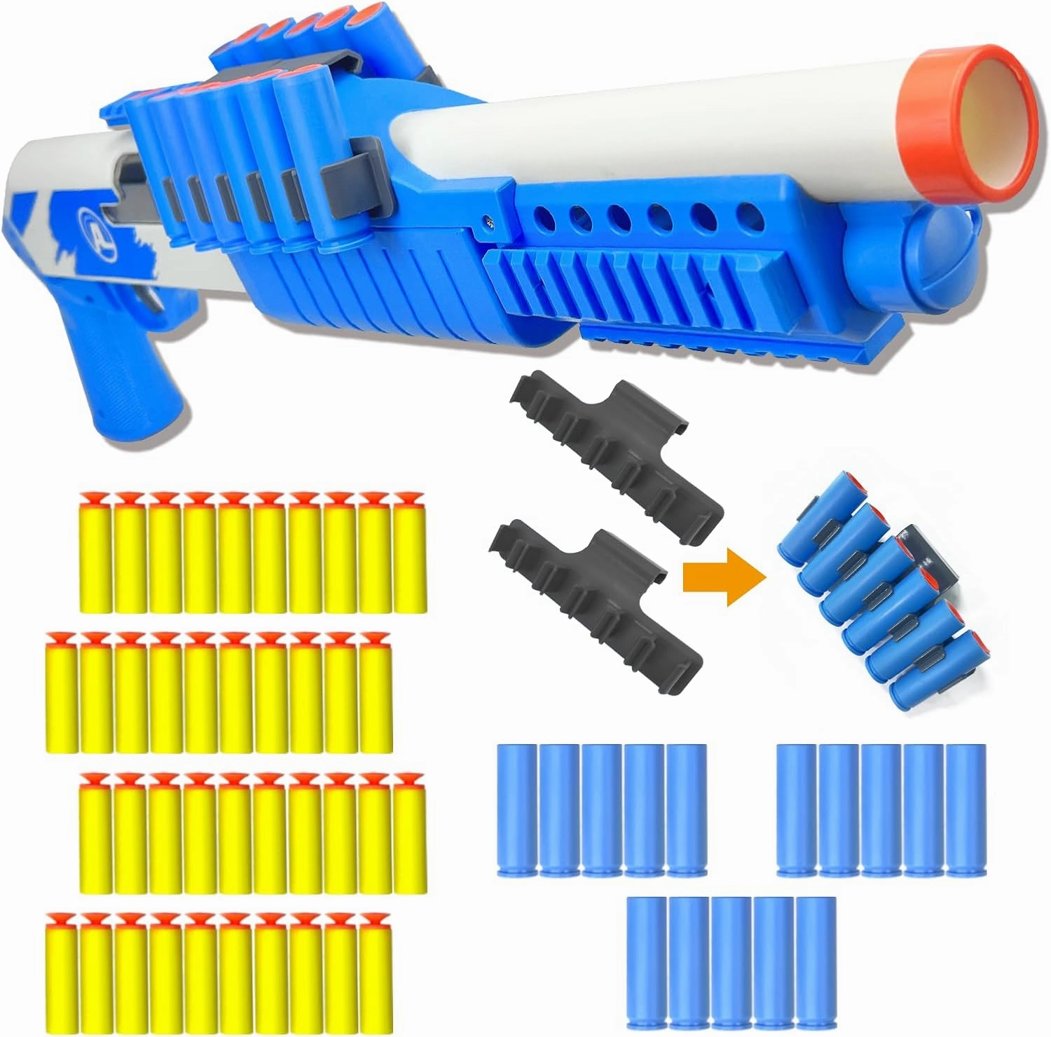 AGM MASTECH Toy Gun Models Foam Blasters Soft Bullet Shotgun, Empty Shell Ejecting Design, Perfect for Indoor and Outdoor Play. with 15 Shells 40 Soft Darts 2 Ammunition Racks.