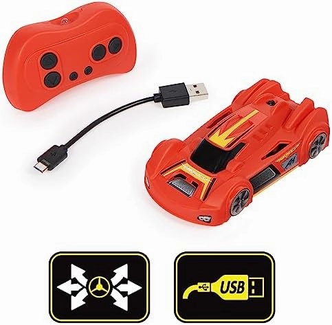 Air Hogs, Zero Gravity Sprint RC Car Wall Climber, Red USB Micro B Rechargeable Indoor Wall Racer, Over 4-Inches, Kids Toys for Kids Ages 4 and up