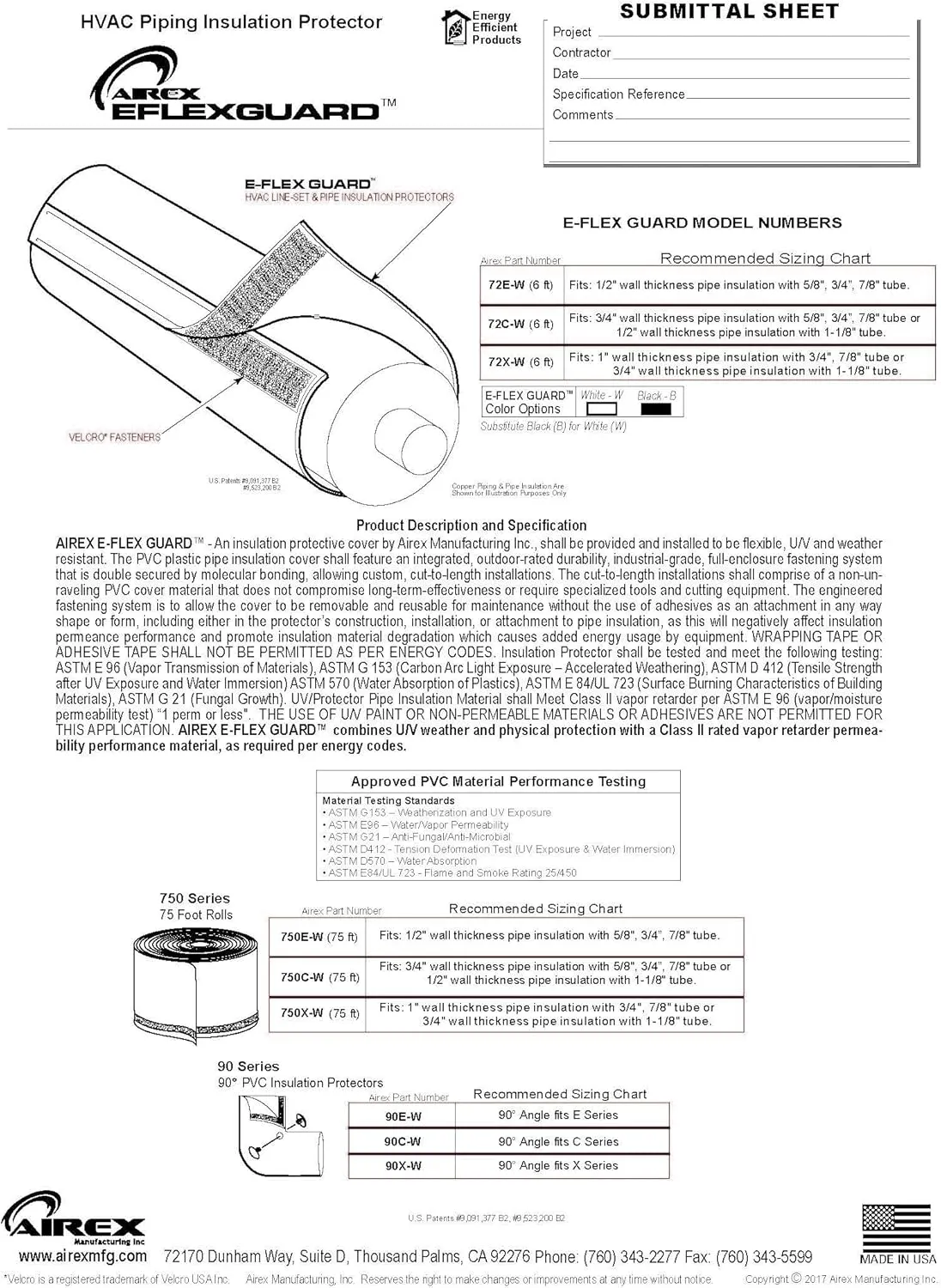 Airex Model 72C-W, E-Flex Guard White Line Set Cover/Protector/Sleeve for 5/8", 3/4" or 7/8" Copper Tubing w/ 3/4" Wall Insulation (6 feet Length) Airex Flex Guard HVAC Line Set Protector