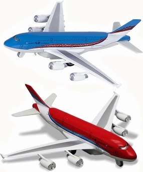 Airplane Toys, Bump and Go Action, Pull Back Die Cast Model Plane with Lights & Sounds, 3D Anatomy View, Aircraft Vehicles Gift for Kids Toddler Boys Ages 3 (Blue Red)