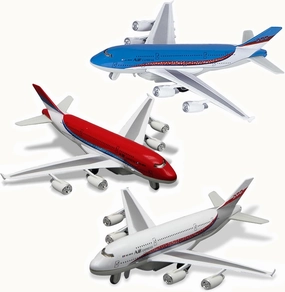 Airplane Toys, Bump and Go Action, Pull Back Die Cast Model Plane with Lights & Sounds, 3D Anatomy View, Aircraft Vehicles Gift for Kids Toddler Boys Ages 3 (Blue Red White)