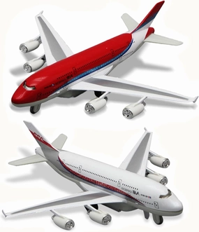 Airplane Toys, Bump and Go Action, Pull Back Die Cast Model Plane with Lights & Sounds, 3D Anatomy View, Aircraft Vehicles Gift for Kids Toddler Boys Ages 3 (Red White)