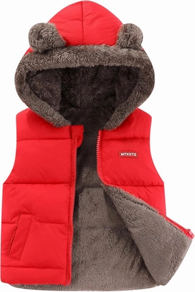 AIWUHE Toddler Boys Girls Hooded Puffer Vest Padded Warm Winter Jacket Sleeveless Bear ears Zipper Up Coat with pocket 1-7Y
