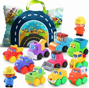 ALASOU 12 PCS Soft Rubber Car Toys for 1 Year Old Boy with Playmat/Storage Bag|1 Year Old Boy Gifts|1st Birthday Gifts for Toddler Toys Age 1-2|Baby Toys 12-18 Months