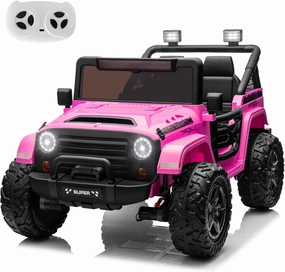 ALINUX 24V 4x4 Ride on Cars Toys for Big Kids, 9AH 5MPH Electric Cars Vehicles for Kids w/EVA Tires, 2 Wide Seater, Parent Remote, 4 Shock Absorbers, Music-Purple