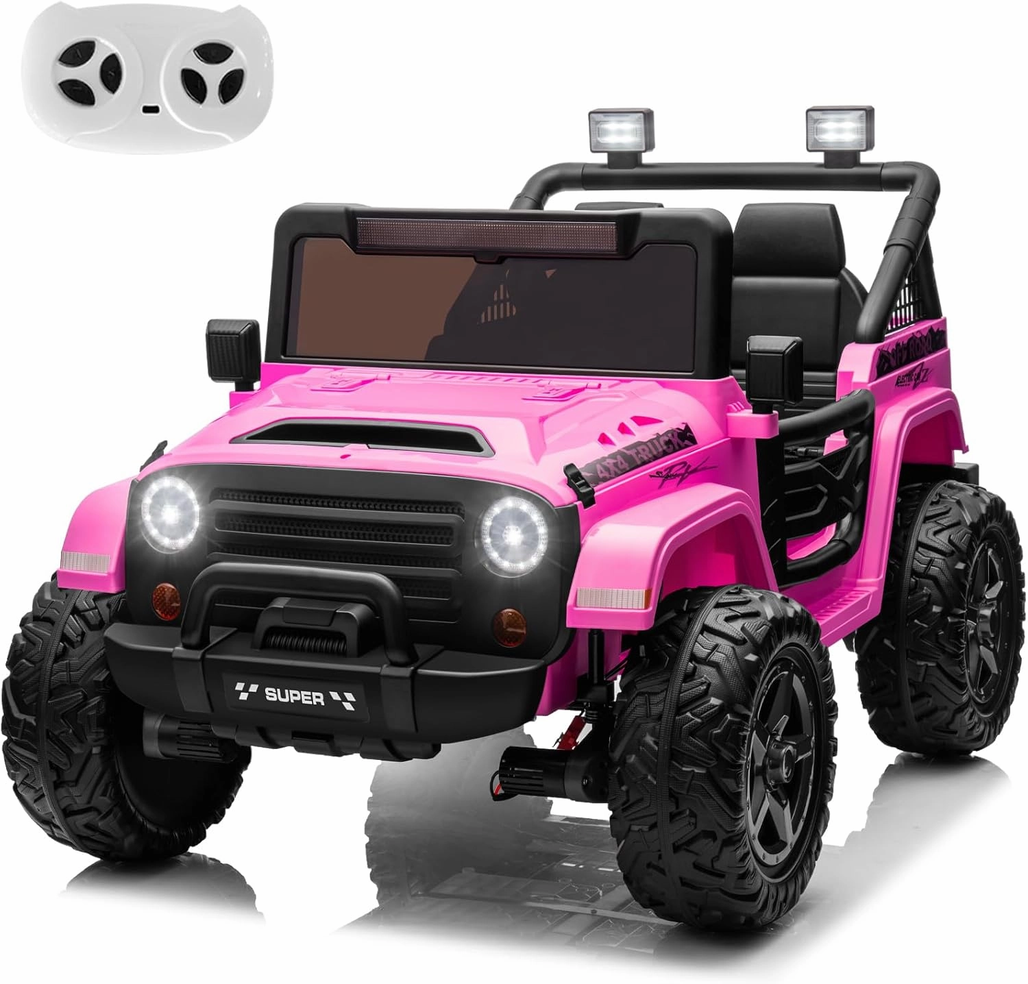 ALINUX 24V 4x4 Ride on Cars Toys for Big Kids, 9AH 5MPH Electric Cars Vehicles for Kids w/EVA Tires, 2 Wide Seater, Parent Remote, 4 Shock Absorbers, Music-Purple