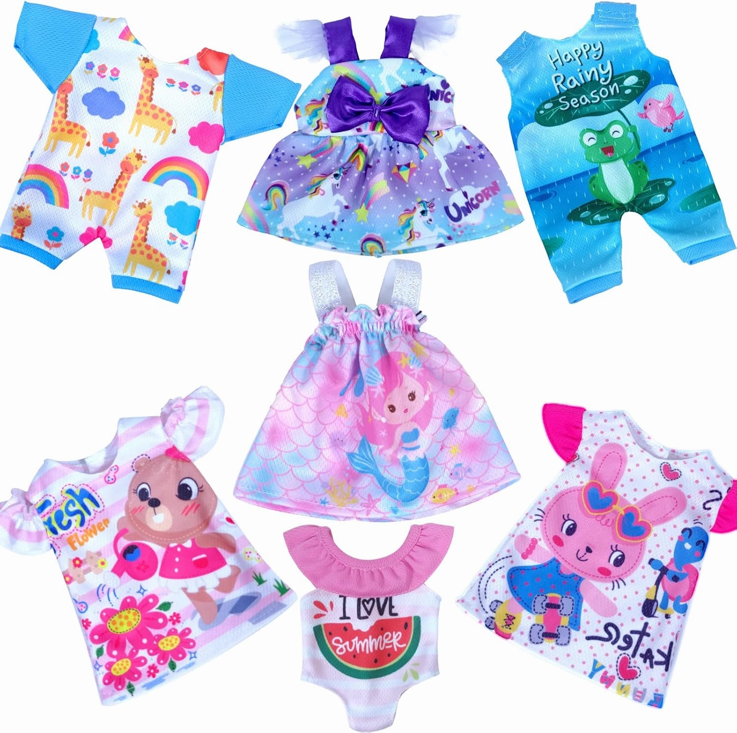 Alive Baby Clothes, 7 Sets Baby Doll Clothes Accessories Dress Swimsuit Outfit for 10-12 Inch Dolls Girls Birthday Xmas