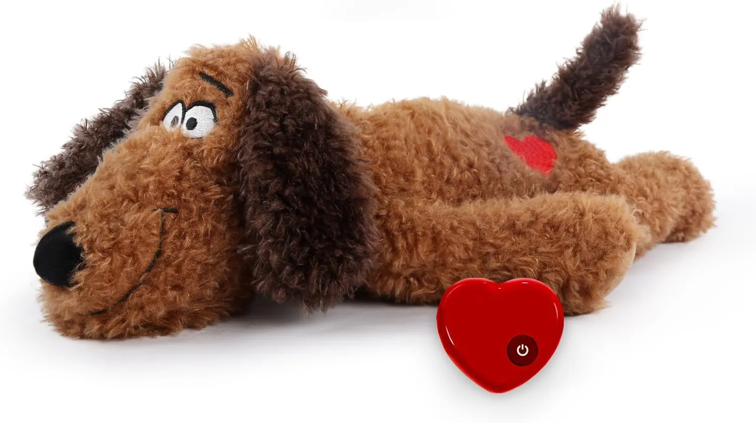 ALL FOR PAWS Dog Stuffed Animal with Heartbeat - Anxiety Relief & Behavioral Training Aid for Puppies | Perfect Sleep Aid Plush Toy for Small Dogs (48cm Brown Dog)