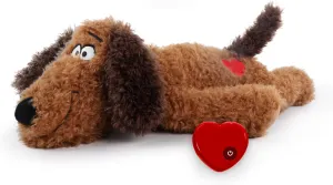 ALL FOR PAWS Dog Stuffed Animal with Heartbeat - Anxiety Relief & Behavioral Training Aid for Puppies | Perfect Sleep Aid Plush Toy for Small Dogs (48cm Brown Dog)