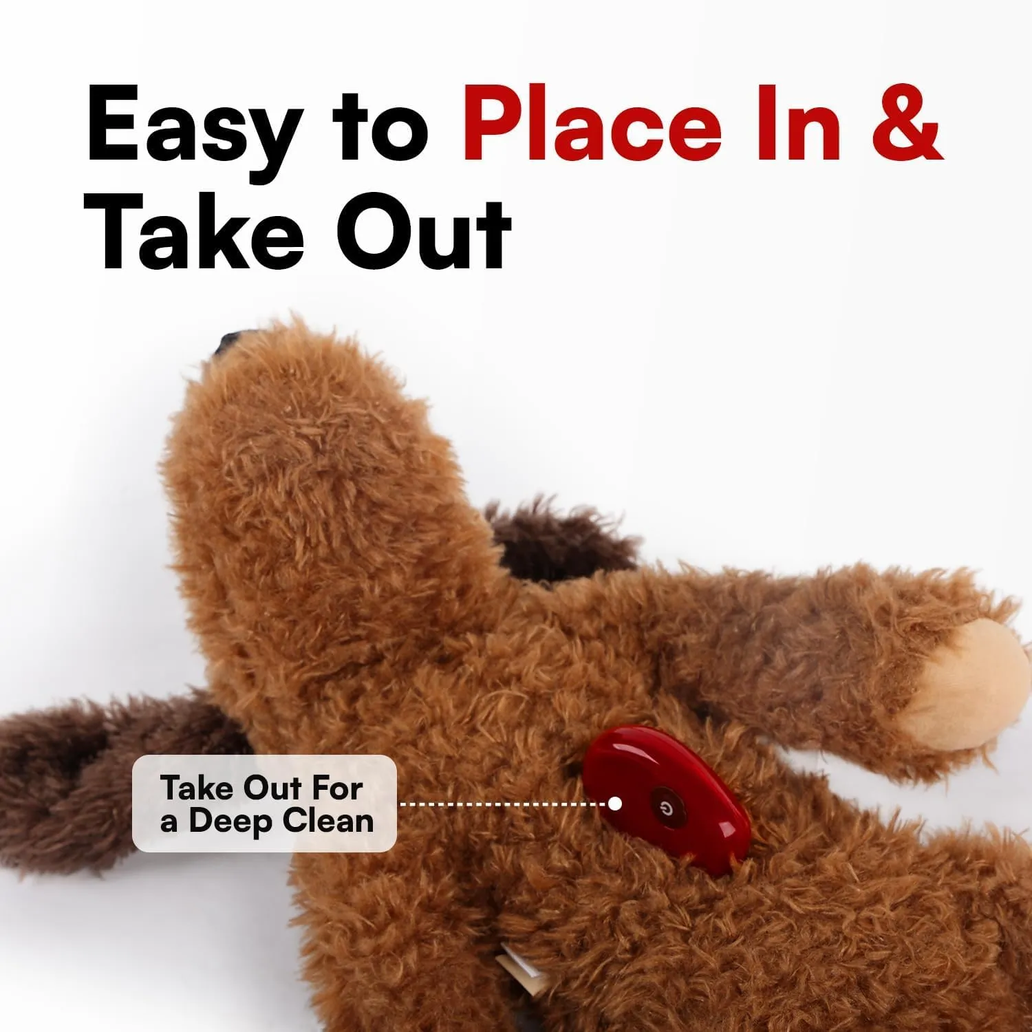 ALL FOR PAWS Dog Stuffed Animal with Heartbeat - Anxiety Relief & Behavioral Training Aid for Puppies | Perfect Sleep Aid Plush Toy for Small Dogs (48cm Brown Dog)