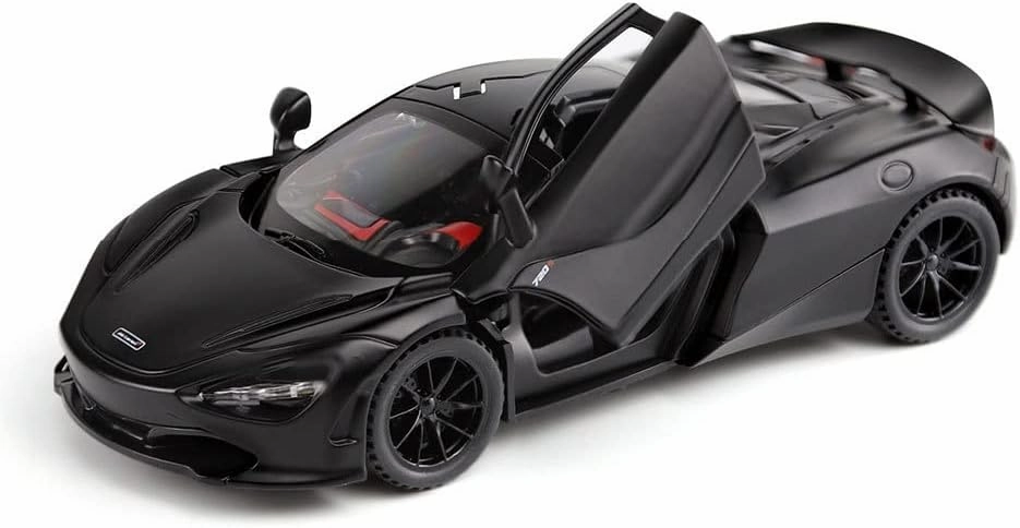 Alloy Collectible Black McLaren 720s Toy Vehicle Pull Back DieCast Car Model with Lights and Sound