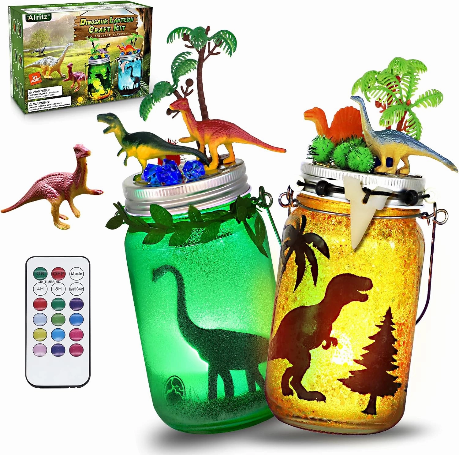 Alritz DIY Dinosaur Toy, Arts and Crafts Lantern Night Light Kits, Birthday Christmas Decorations Ornaments Gifts for Kids Boys Girls 4 5 6 7 8 9 10 11 12   Years Old Indoor Outdoor
