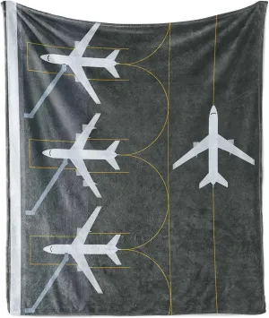 Ambesonne Airport Soft Flannel Fleece Throw Blanket, Aviation Themed Simple Illustration of Parked Airplanes Landed in Airfield, Cozy Plush for Indoor and Outdoor Use, 60" x 80", White Dimgray