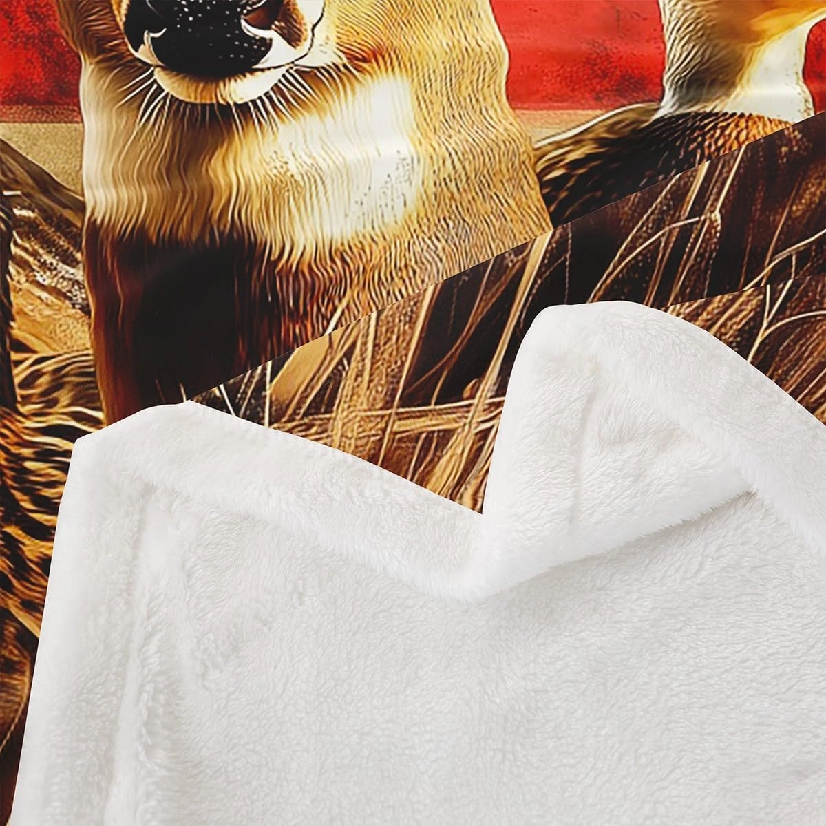 American Flag Twin 60"X80" Throw Blanket,Deer Hunting Fleece Blanket for Boys Teens Kids Rustic Duck Country Cabin Jungle Sherpa Blanket,Farmhouse Woodland Camouflage Wildlife Animal Fuzzy Blanket
