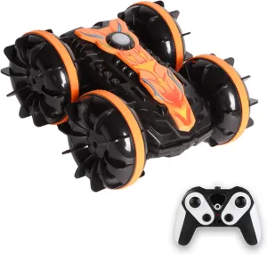Amphibious RC Car 2.4 GHz Remote Control Boat Waterproof RC Stunt Car 4WD Remote Control Vehicle All Terrain Water Beach Pool Toy Coolest Toy for 6-12 Year Old Kids（Orange）