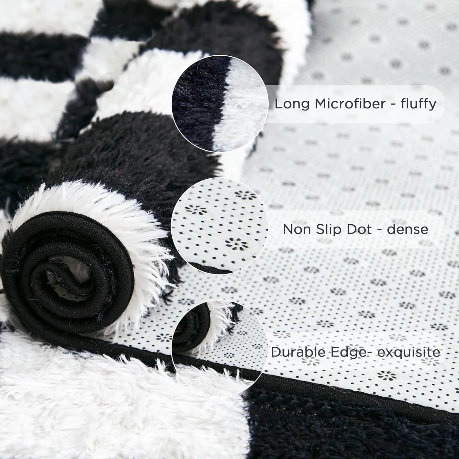 Andency 5x7 Ft Black and White Area Rug for Living Room Classic Checkered Shaggy Rug Non-Slip High Pile Soft Fluffy Rug Fuzzy Carpet Bedroom Kids Toddler Room Nursery Playroom, Cute Dorm Home Decor
