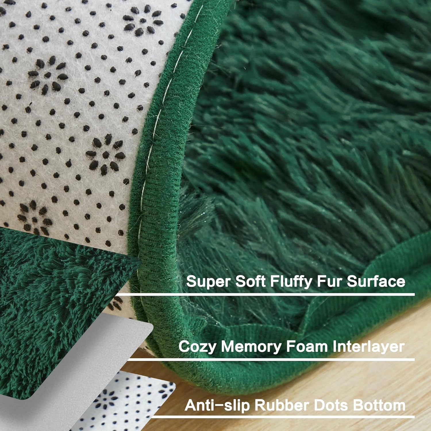 Andency 6x9 Shag Area Rug for Living Room, Emerald Green Soft Fuzzy Plush Indoor Carpets for Bedroom, Non Skid Fluffy Faux Fur Rug for Room