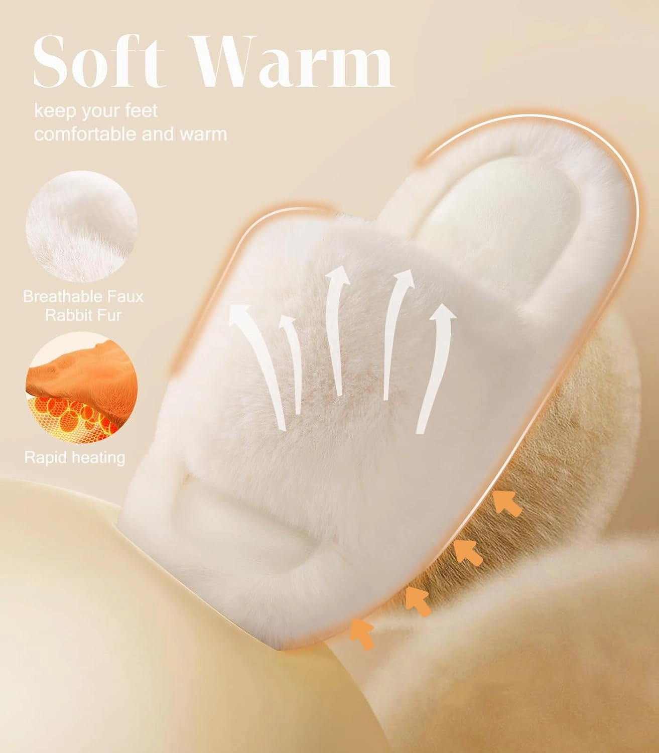 Ankis Comfy Women's Plush Slippers - Cute Chic Versatile Pretty Platform, Open Toe, Non-slip House Fluffy Fuzzy Slippers for Women Indoor Outdoor, All Seasons