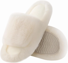 Ankis Comfy Women's Plush Slippers - Cute Chic Versatile Pretty Platform, Open Toe, Non-slip House Fluffy Fuzzy Slippers for Women Indoor Outdoor, All Seasons