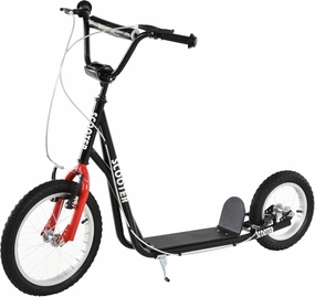 Aosom Youth Scooter, Teens Kick Scooter, Adjustable Handlebar Ride On Toy for 5  with 16" Front and 12" Rear Dual Brakes Inflatable Wheels