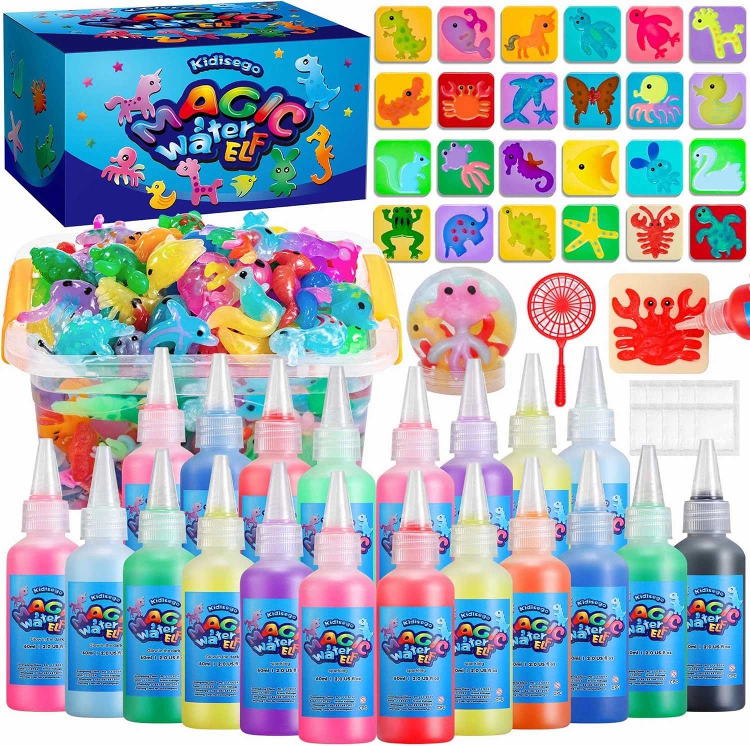 Aqua Fairy Water Gel Kit for Kids, Magic Water Elf Toy Kit with 20 Colors Magic Gel, Aqua Fairy kit with 24 Shape Molds, Crate Your Own Magic Elf Kits Water Pets Craft Kits for Kids