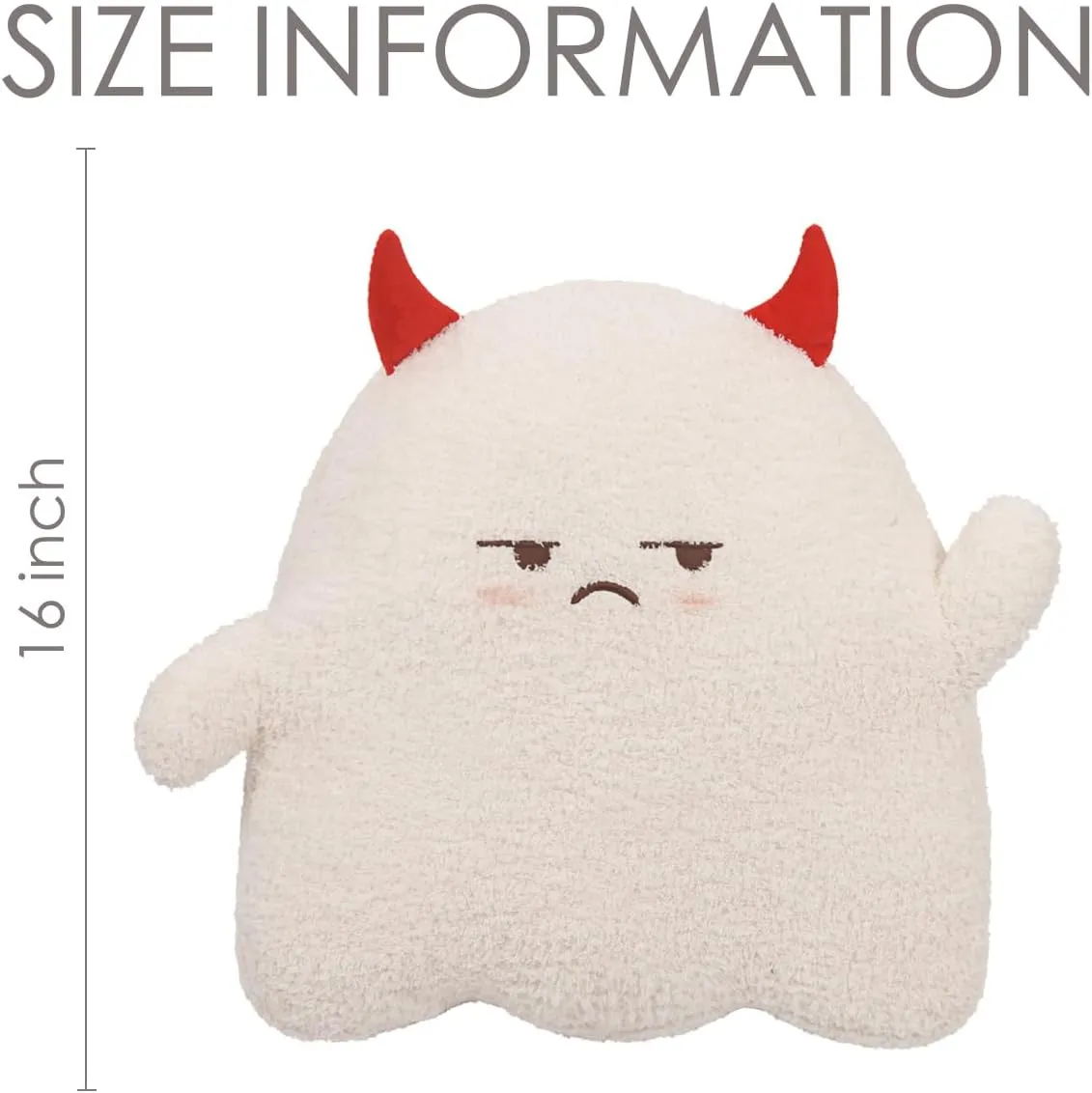 ARELUX Cute Ghost Plush Pillow,Soft White Devil Ghost Stuffed Animals Snowman Plushies Kawaii Doll Toy Funny Room Decor Gift for Girls Boys Birthday,Halloween,Christmas