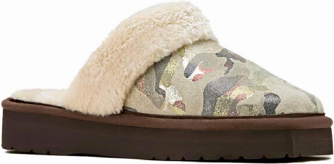 ARIAT Women's Indoor/Outdoor Warm Comfortable Jackie Square Toe Exotic Platform Stack Slippers with Suede Leather Uppers