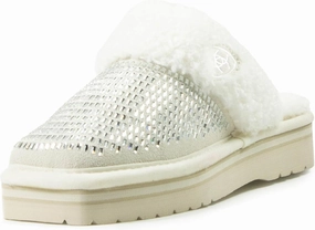 ARIAT Women's Indoor/Outdoor Warm Comfortable Jackie Square Toe Exotic Platform Stack Slippers with Suede Leather Uppers
