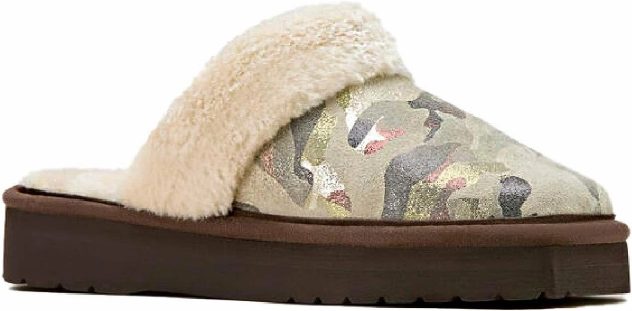 ARIAT Women's Indoor/Outdoor Warm Comfortable Jackie Square Toe Exotic Platform Stack Slippers with Suede Leather Uppers