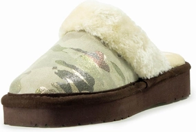 ARIAT Women's Indoor/Outdoor Warm Comfortable Jackie Square Toe Exotic Platform Stack Slippers with Suede Leather Uppers