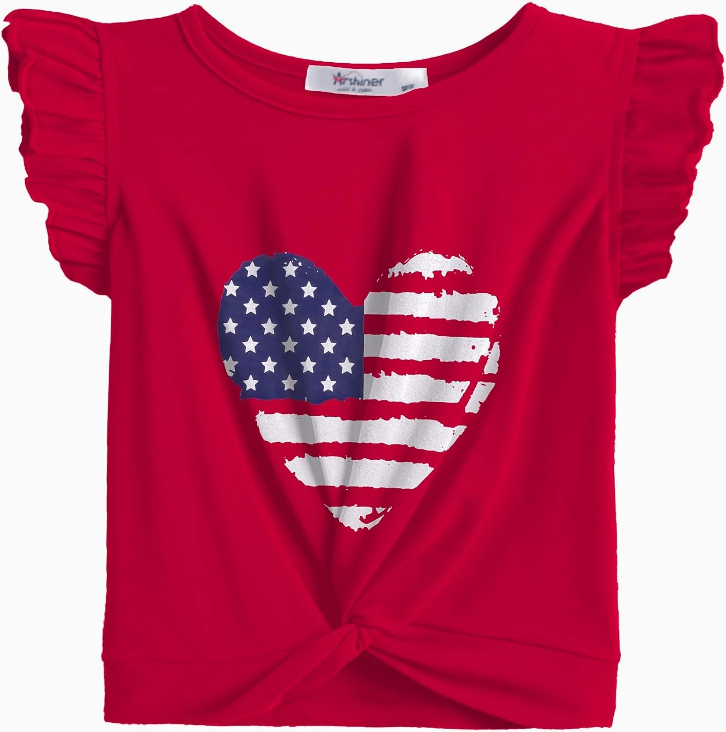 Arshiner Girls Shorts Sets 2 Pieces Outfits Twist Front Ruffle Sleeve T-Shirts and Shorts With Pockets Cute Clothes Sets