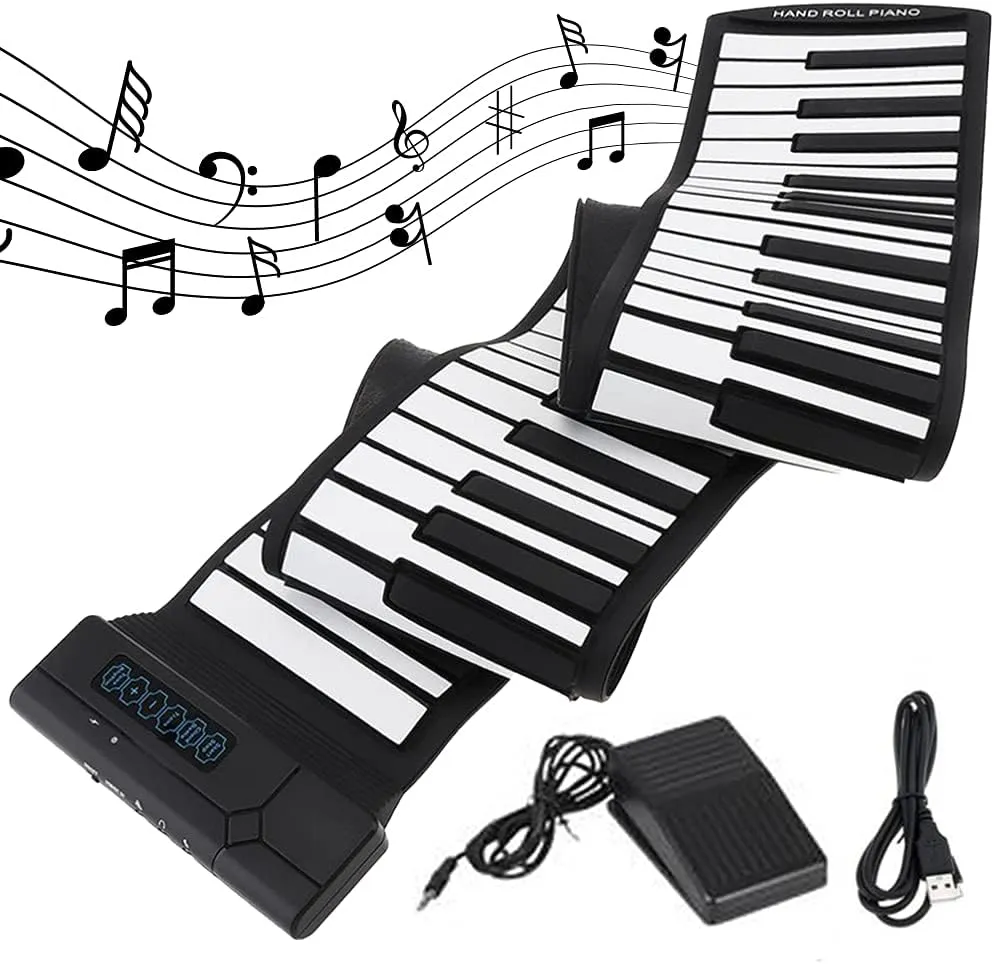 ArtCreativity Electric Roll Up Piano, Foldable Piano Keyboard for Kids and Adults, 88-Key Electric Keyboard with Sustain Pedal and USB 5V Cord, Travel-Friendly Kids’ Music Toys, Great Gift Idea
