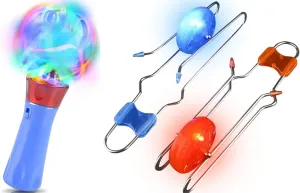 ArtCreativity Light Up Spinning Wand for Kids – LED Spinning Light Up Toy with Flashing Lights & 2 Gyro Wheels Rail Twisters, Kids Classic Vintage Nostalgia Yoyo Sensory Fidget Toys