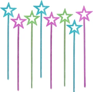 ArtCreativity Metallic Star Princess Magic Wand for Kids - Pack of 12 - Fairy Wand in 3 Vibrant Colors, Princess Party Birthday Favors, Costume Accessories for Boys and Girls, 14 Inch