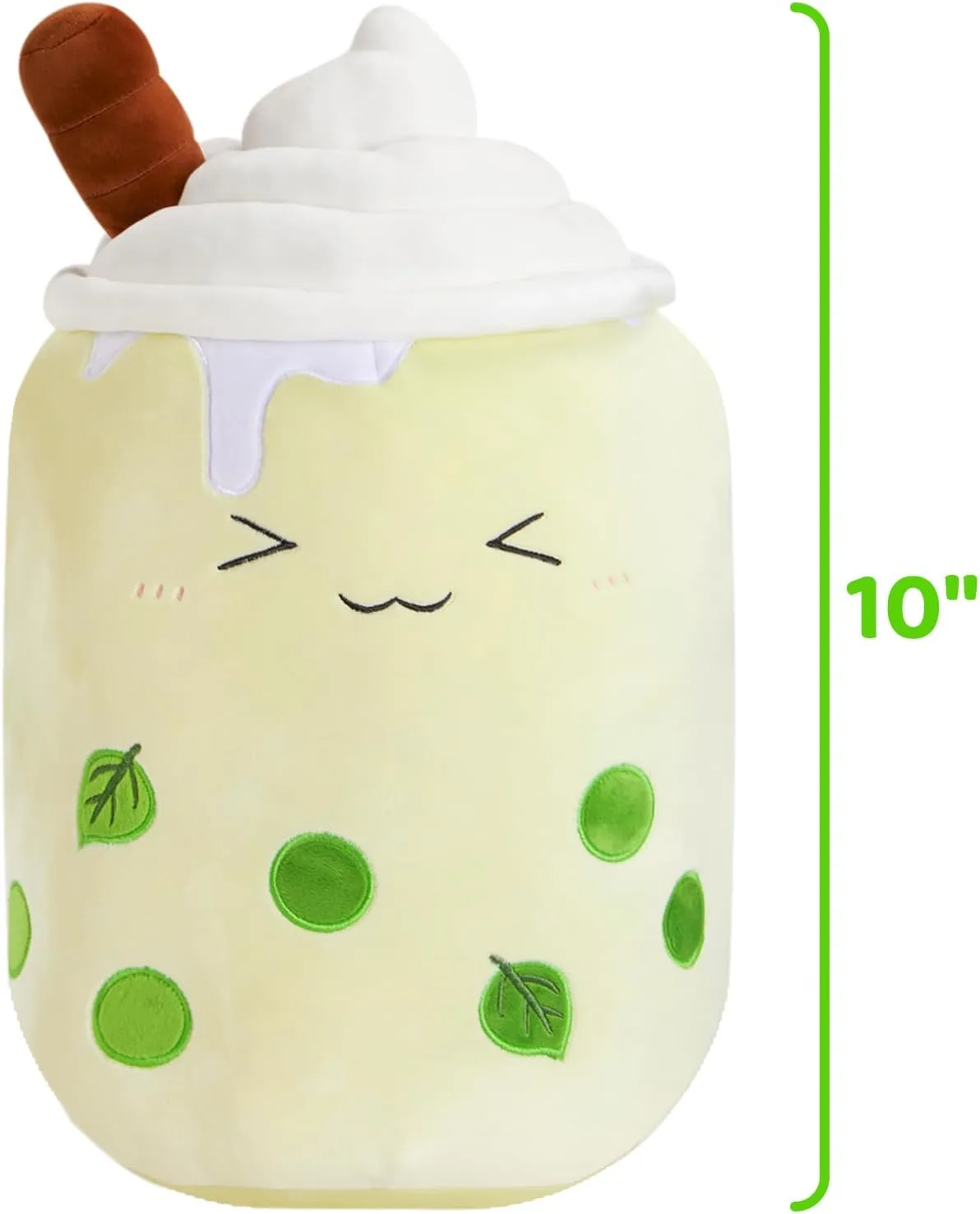 Athoinsu Light Up Matcha Boba Tea Plush Pillow 10'' Kawaii Stuffed Bubble Stuffed Animal Toy with LED Lights Birthday Christmas Holiday Valentines Gifts for Kids,Girls,Boys