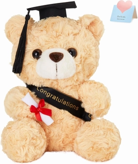 Athoinsu 9" Graduation Bear Class of 2025 Teddy Bear Stuffed Animal with Black Grad Cap Soft Light Brown Kindergarten Preschool High School College Graduation Gift for Boys and Girls