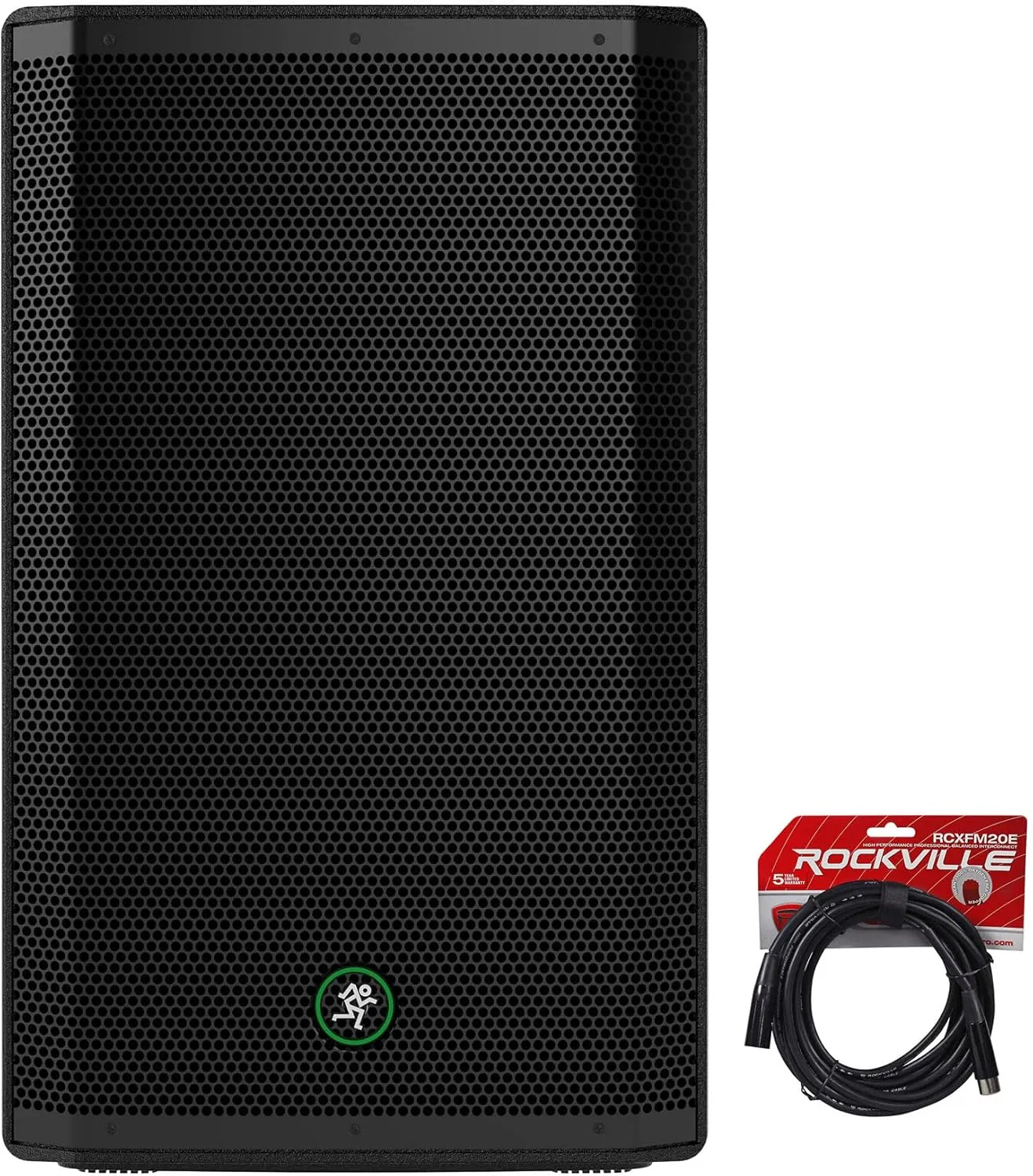 Audiosavings Bundle: (1) Mackie Thrash215 15" 1300W Powered Active DJ PA Speaker Thrash 215 Bundle with (1) Rockville RCXFM20E-B 20 Foot Female to Male XLR Mic Cable Black 100% Copper (2 Item)