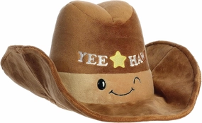 Aurora® Witty JUST Sayin'™ Yee Haw Cowboy Hat™ Stuffed Animal - Expressive Characters for Decorative Charm - Quirky Birthday Gifts for Kids and Adults - Brown 11 Inches