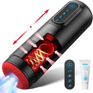 Automatic Male Masturbator - Adult Male Sex Toys for Men Penis Pump with 9 Sucking & Thrusting & Vibrating Modes, Heating Blowiob Sex Machine Sex Toy for Men, LCD Display Pocket Pussy