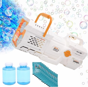 Automatic Bubble Gun (no dip Version), Bazooka Bubble Gun Outdoor Toy, Suitable for Boys and Girls 3 4 5 6 7 8 9 10 11 12 Suitable for Children Adult Party Wedding Gifts (Orange)