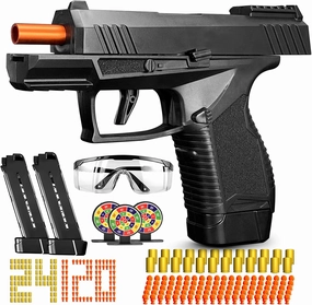 Automatic Shell Ejecting Toy Gun for Boys, Soft Bullet Toy Pistol with 120 Bullets, Educational Shooting Games Toy Gun Pistol Model Gifts for Birthday Christmas Age 6 