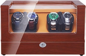 Automatic Watch Winder 4 Flexible Watch Pillow Led Illumination Piano Paint Exterior Dual Power Supply Quiet Motor Accessories,