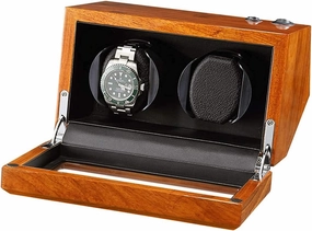Automatic Watch Winder Watches and Jewelry Natural Solid Wood Double Watch Winder Box for 2 Automatic Watches Flexible Watch Pillow 5 Rotation Mode